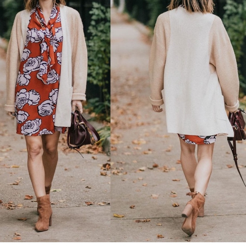 Something Navy Color Block Wool Open Front Cardig… - image 8